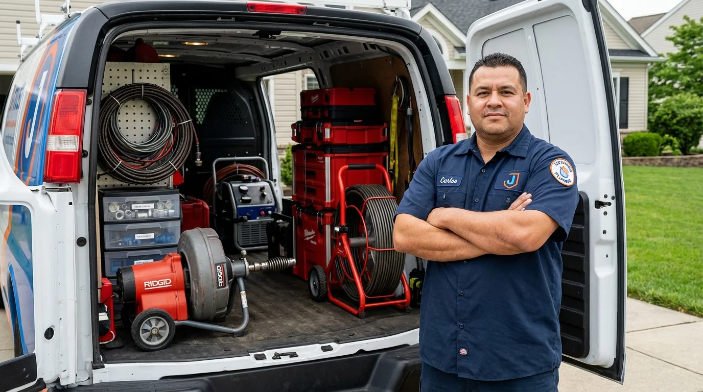 Professional drain cleaning equipment and Johns Plumbing LLC plumber in Creswell