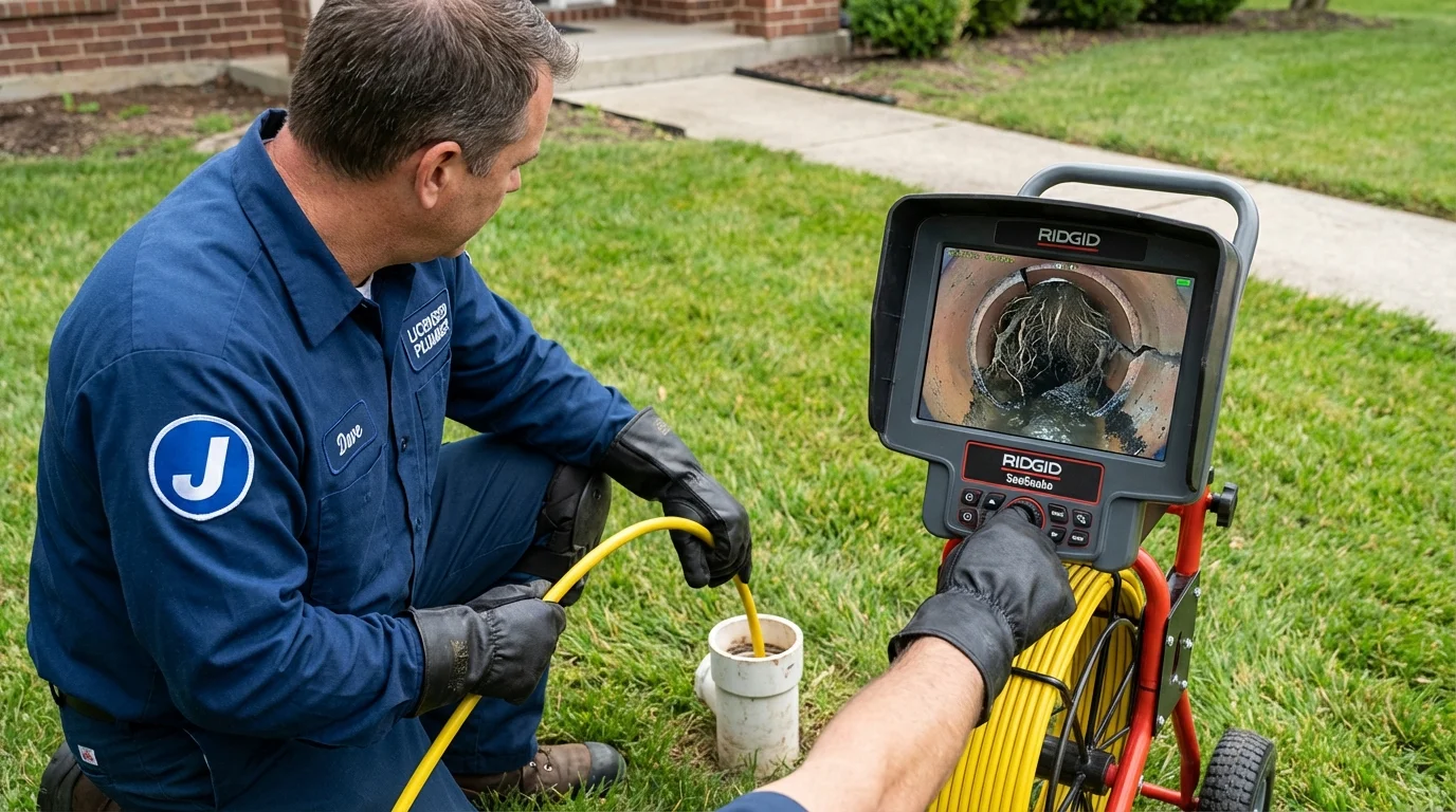 Sewer camera inspection being performed by Johns Plumbing LLC in Creswell
