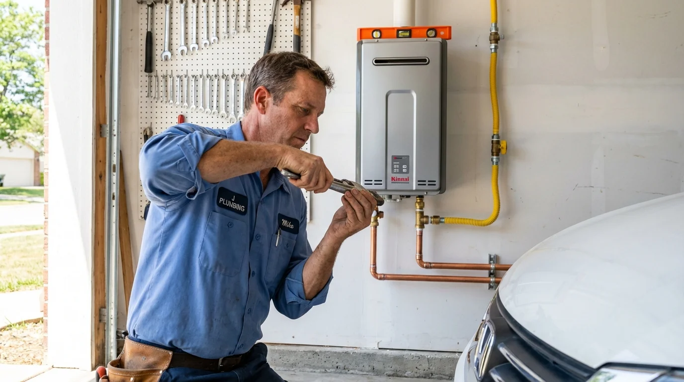 Tankless water heater installation by a Johns Plumbing LLC plumber in Creswell
